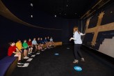 Group of students view eureka flag