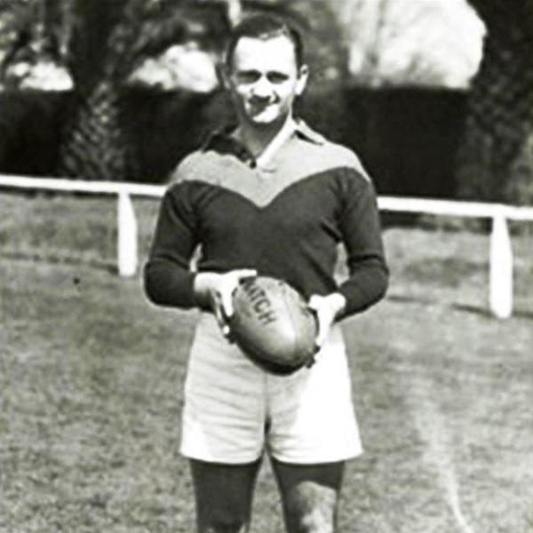 Percy Beames in his Melbourne Football Club Jumper. ca.1930-ca.1940.